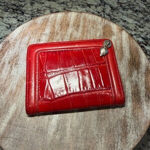 Brighton Red Crocodile Embossed 10 credit card Wallet 4” x 3”